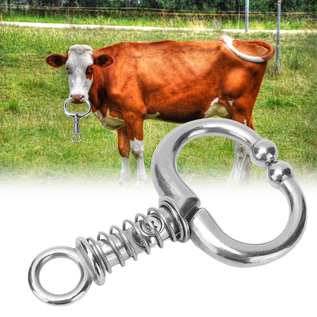Qpets® Cattle Nose Ring No-piercing Bull Nose Ring Clip-on Cattle Nose Ring Stainless Steel Detachable Cattle Cows Nose Ring Qpets® Cattle Nose Ring No-piercing Bull Nose Ring Clip-on Cattle Nose Ring Stainless Steel Detachable Cattle Cows Nose Ring